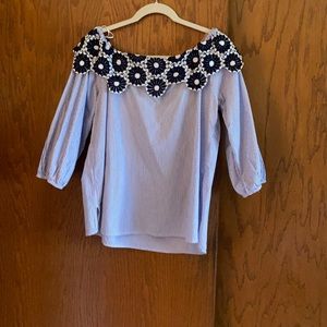 LOFT off the shoulder embroidered blouse
